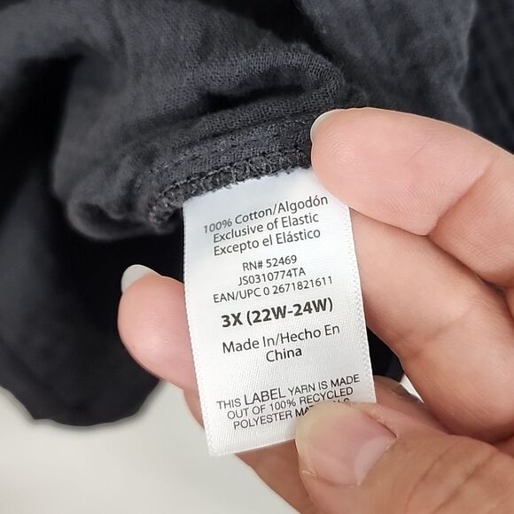 Joyspun Gauzey Lightweight Black Plus Size Women's Top Size 3X NWT - Picture 3 of 6